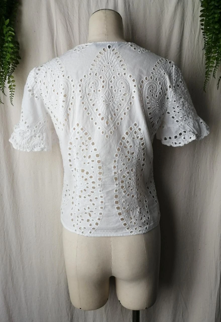 White romantic eyelet embroidery blouse "Zara" – photo 4